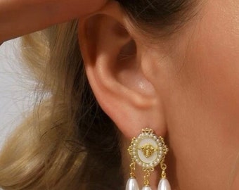 Royalty faux pearl drop earrings