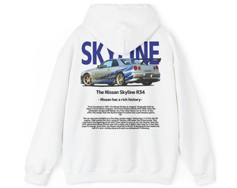 Sweat Nissan Skyline GTR R-34 -Hommage à Paul Walker, Fast & Furious- avec capuche