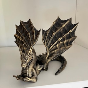 Kindle e-reader stand, Winged Dragon, Black and Gold, dragon kindle stand
