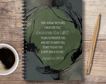 Jeremiah 29:11 Prayer Journal | Sermon Notes, Men's Bible Study Journal Gift, Graduation Gift, Lined Notebook