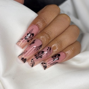 hibiscus Flower nails/ Summer Nails/ Press on Nails/ Handmade