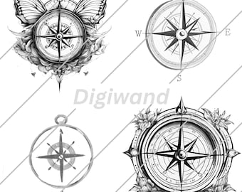 Compass Tattoo 4 Pack