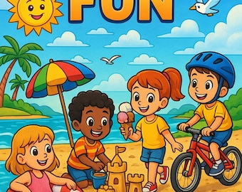 Livro de colorir de verão para crianças (50 páginas) – Download digital para impressão | Tamanho da carta: 8,5 x 11