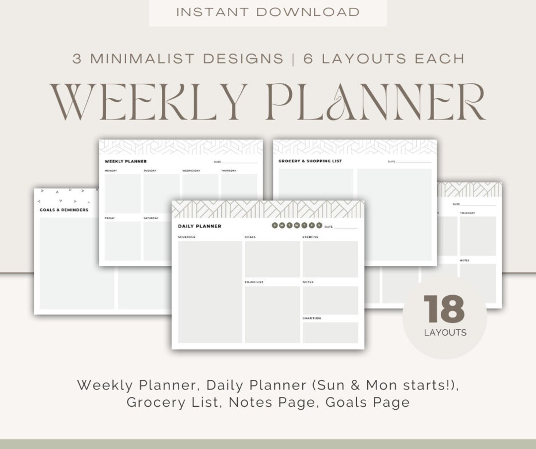 Printable Weekly Planner, Meal Planner, Daily Planner, Letter Size ...