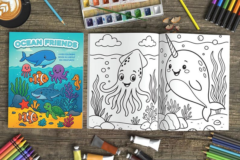 Ocean Friends Coloring Book for Kids – 50 Cute Sea Creatures ...