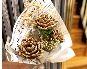 Eco-Friendly Paper  Purple Rose Bouquet - Special for Mother's Day, Hypoallergenic Paper Rose and  Long Lasting Home Decoration,Flower Gift