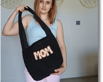 Alphabet Bags: Personalized Crochet Shoulder Bag - Handmade Summer Strawbag for Mama Style, Perfect Mother's Day