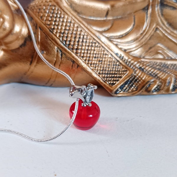 Collier  pomme d'amour  élégant et raffiné - Acier Argent-