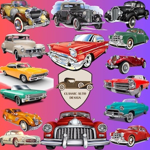 Classic Car Png, Vintage car Png, Retro Car, Classic Muscle American Car, old car bundle png, classic car designs png, stickers Instand Dowl