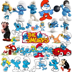 Pacchetto PNG dei Puffi, file PNG con caratteri Puffi per Cricut, file tagliati dei Puffi, pacchetto mega clipart Puffi dei Puffi, Png a strati, simboli dei numeri dell'alfabeto