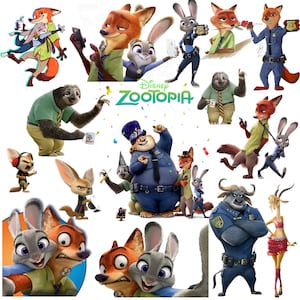 Zootopia PNG Cliparts Bundle, Zootopia Steckers Cartoon Sublimation Cliparts Collection, Zootropolis Zoomania Zootopia png Clip Arts Pack