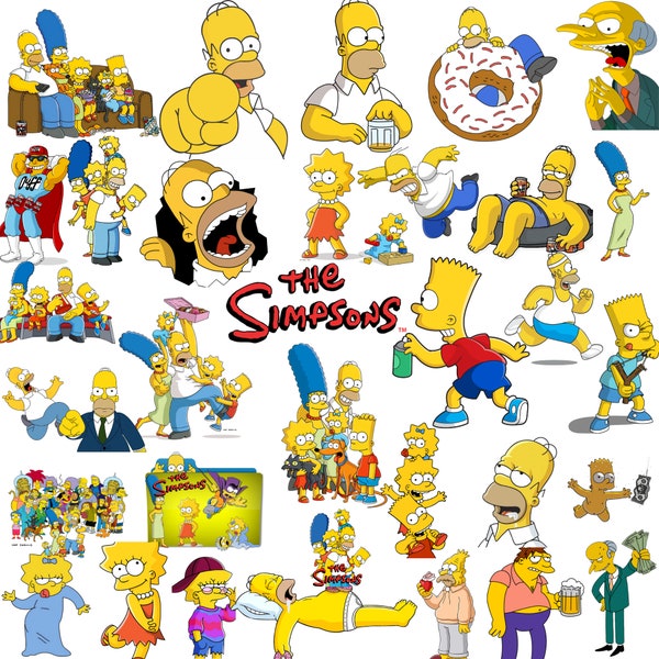 Lot de cliparts Simpsons | Les Simpson PNG | Bart Simpson PNG | Téléchargement instantané | Anniversaire des Simpsons à imprimer | Faire-part d'anniversaire des Simpson