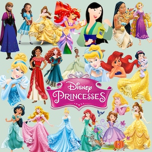 Princess PNG , Disney Princess Clipart , Princess Birthday, Moana clipart, Princess Bundle, Snow White clipart, Disney Princess Stickers