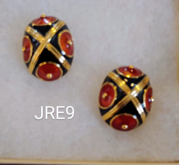 Joan Rivers Enameled Egg Clip On Earrings - image 1