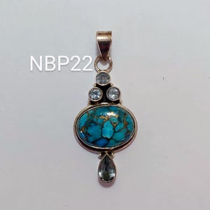 Türkis und Blautopas Sterling Silber Anhänger