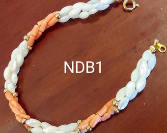 Vintage Mother Of Pearl and Coral Bracelet