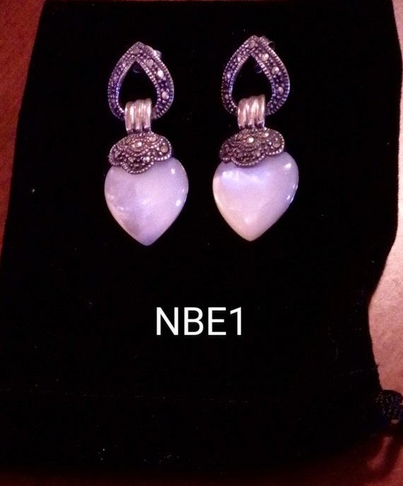 Mother Of Pearl Heart Drop Earrings