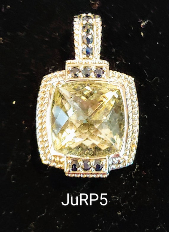 Judith Ripka Prasiolite And Sapphire Pendant
