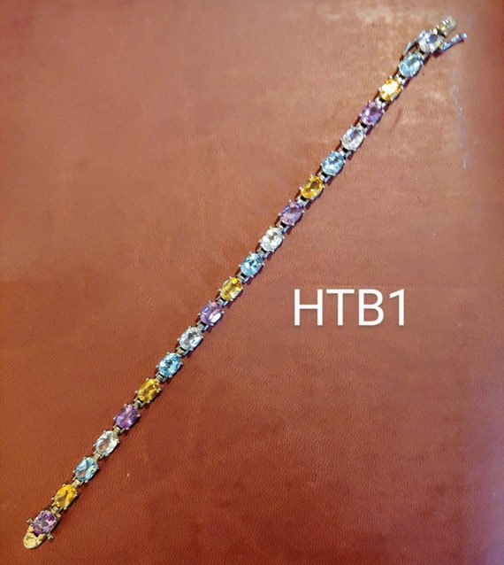 Multicolor Semiprecious Gemstone Tennis Bracelet