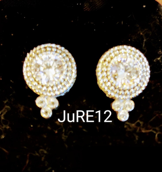 Judith Ripka CZ Clip On Earrings