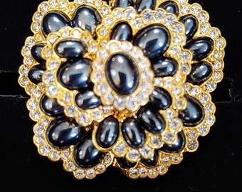 Joan Rivers Black Pansy Brooch