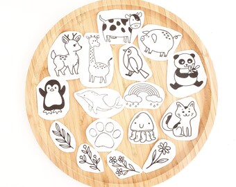 Stick and stitch, animal hand embroidery pattern, embroidery on baby clothes, embroidery stencils, cute woodland farm animal, DIY baby gift