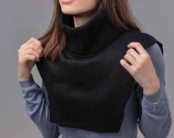 Turtleneck Dickie, Knit Wool Dickie, Dickie Collar, Turtleneck Scarf, Mohair Wool Scarf, Knitted Neck Warmer Women, Knit Neck Accessories
