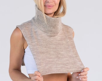 Turtleneck Dickie, Knit Wool Dickie, Dickie Collar, Turtleneck Scarf, Mohair Wool Scarf, Knitted Neck Warmer Women, Knit Neck Accessories