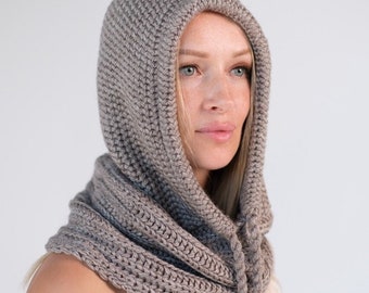 Wool Balaclava Hat, Women Knit Balaclava, Knitted Women Hood, Warm Hooded Scarf, Winter Knit Hood, Gift for Her, Trending Now