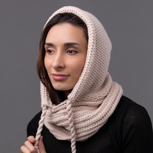 Balaclava Hood Knit, Womens Mohair Hooded Cowl, Wool Hooded Scarf, Knitted Hood Cowl, Handmade Balaclava, Trending Now, Cold Weather Gift