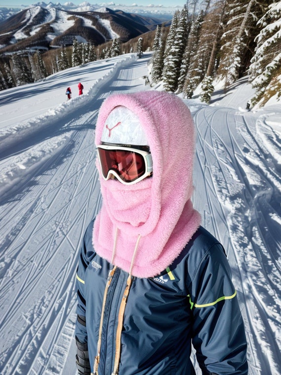 Casque à capuche rose, capuche de snowboard, capuche de ski sherpa,  balaclava, c