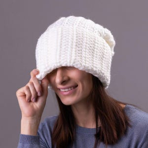 Übergroße Wollmütze, Weiche slouchy Mütze, extra große Mütze, warme gestrickte dicke Mütze, Big Baggy Hut, Wintermütze Hut, Unisex