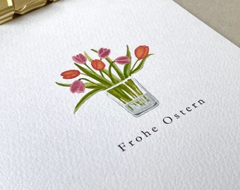Joyeuses Pâques - carte de voeux avec bouquet de tulipes | Bouquet de Pâques
