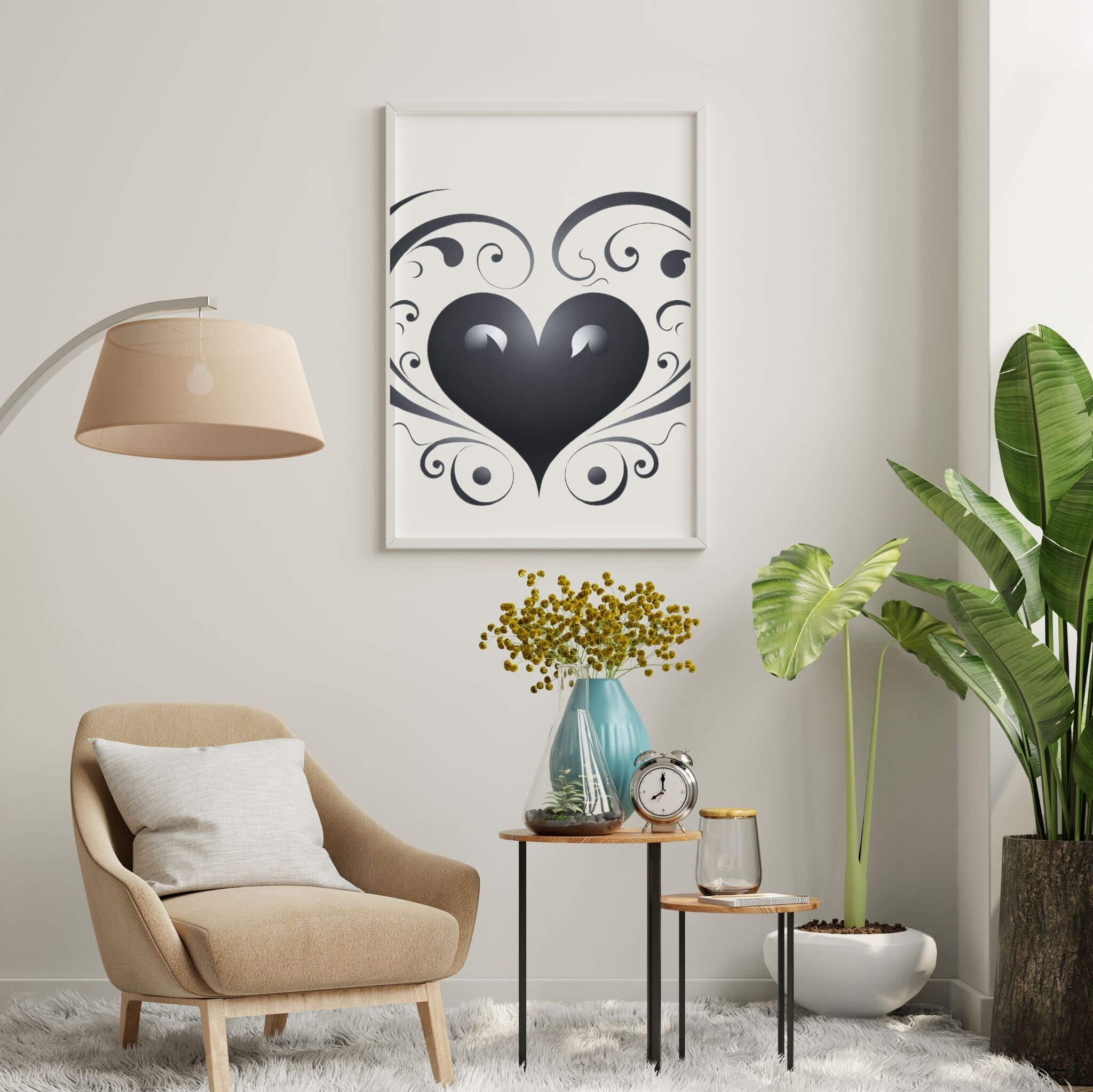 Colorful Design in Dark Colors, Wall Art, Heart Shape, Love, Created by ...