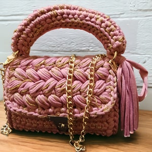 Crochet Metallic Bag/Handmade Women’s Bag/Luxury Bag/Hand Woven Bag/Designer Gold Metallic Bag/Personalized Shoulder Bag