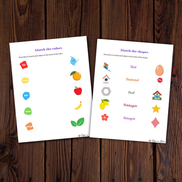 Match the shapes| Match the colors| Match the objects |Preschool Activity worksheet| Toddler worksheet|Learn shapes|Learn colors|Worksheets