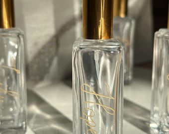 Personalized Perfume Bottle | Custom Engraved Gold & Glass 30ml Atomizer | Elegant Bridesmaid Gift | Stocking Stuffer