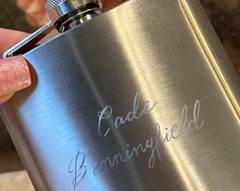 Personalized Silver Flask | Custom Engraved Keepsake | Wedding Party Gift | Graduation Gift | Stocking Stuffer