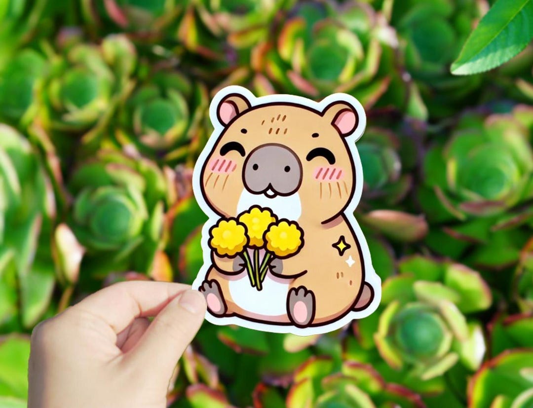 1 Pc Flower Joy Capybara Vinyl Sticker,sticker for Tablets Laptop Wall ...
