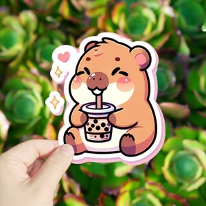 1 Pc Bubble Tea Bliss Bear Vinyl sticker,stickers for tablet laptop Wall Car Windows Bumper Water Bottle Tumple Truck Van Decoration Graphic