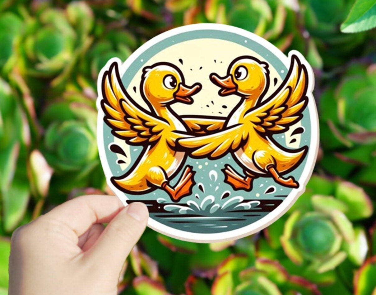 1 Pc Cartoonish Yellow Ducks Sticker, Vinyl Stickers, Digital Printing ...