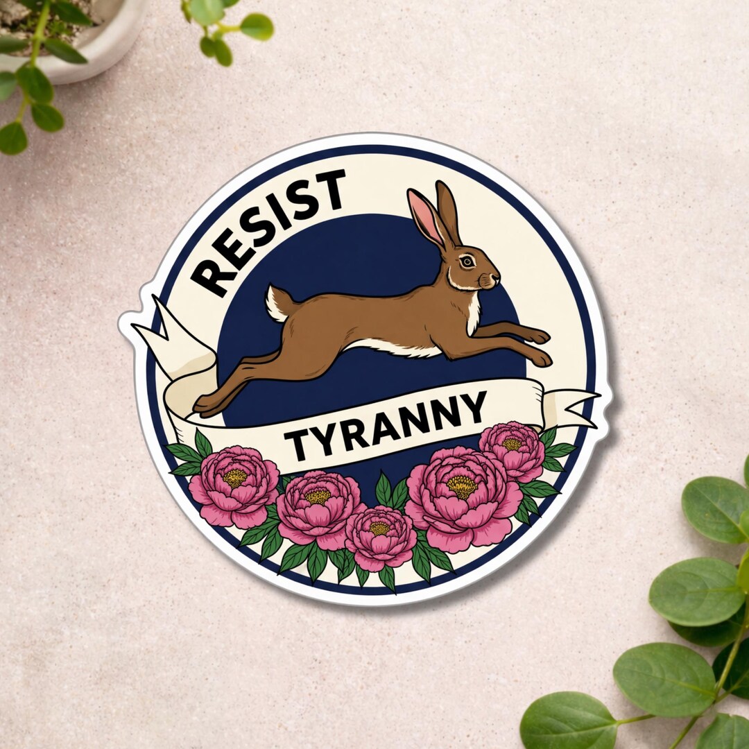 Resistmas Rabbit Resist Tyranny Rabbit Sticker - Political Bunny Decal - Cottagecore ...