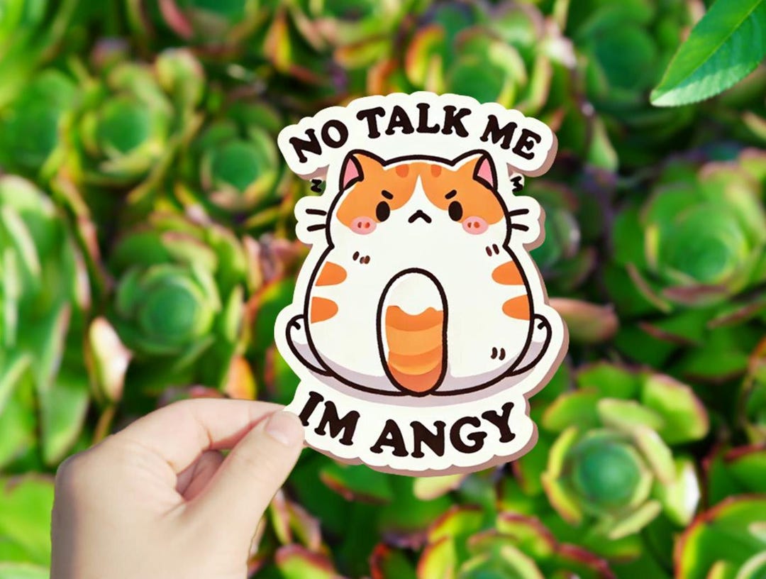1 Pc Angry Cat Mood Vinyl Sticker,sticker for Tablets Laptop Wall Car ...