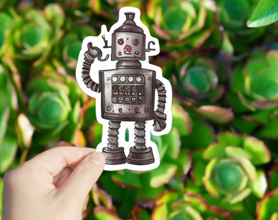 1 Pc Retro Robot Vinyl Sticker,sticker for Tablets Laptop Windows ...
