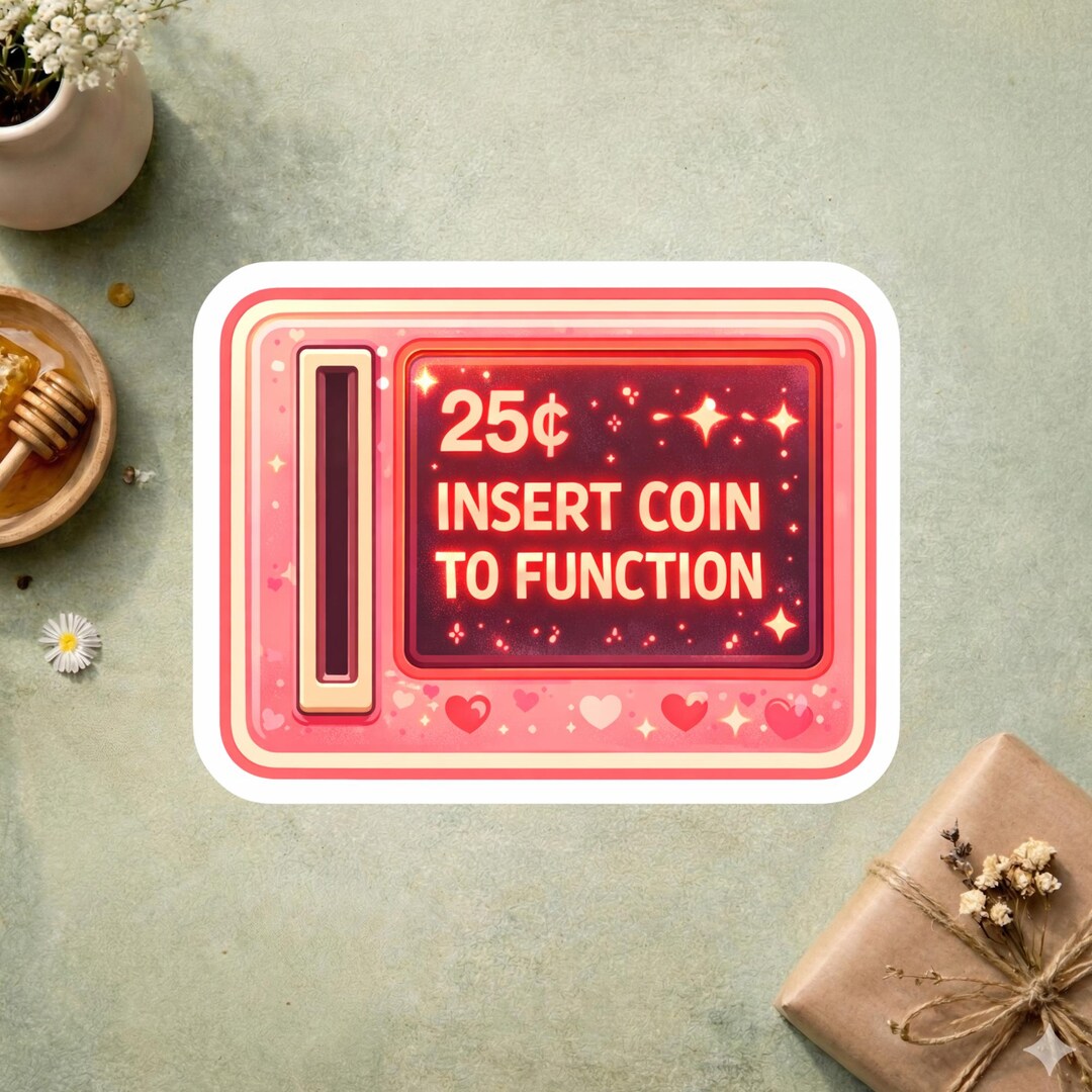 Cute Retro Arcade Sticker Insert Coin to Function 25 Cents Kawaii ...