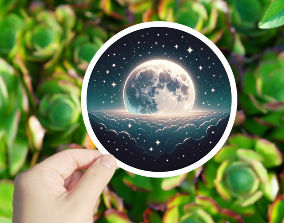 Moon Sticker Apple 1 Pc Sparkling Moon Sticker, Vinyl Stickers, Digital Printing, Sticker ...