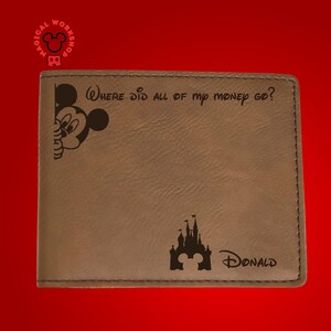 Monedero personalizado Hombres Monedero Regalo para él Disney inspirado Mickey