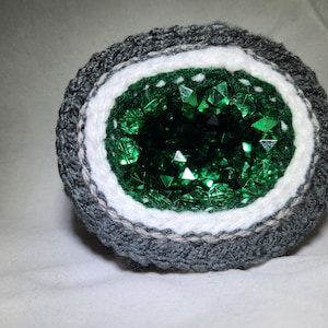 Sparkling geode handmade crochet display piece