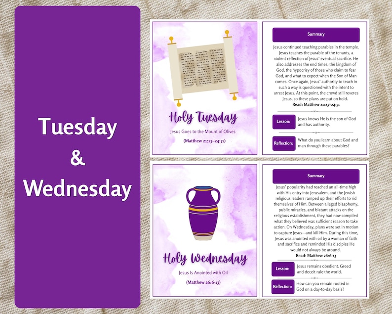 Holy Week Study Cards, Printable Easter Story, Easter Advent Study Devotional, Easter Scripture Cards, Holy Week Printable, Countdown image 6