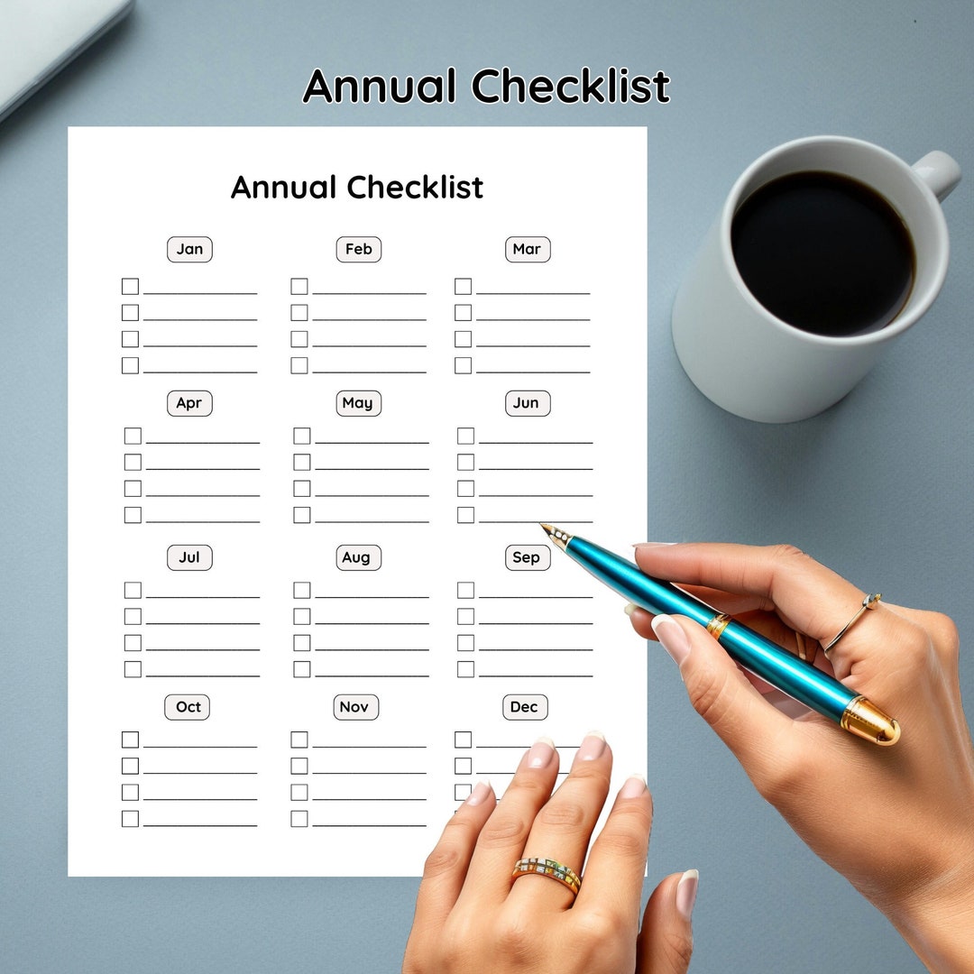 Printable Minimalist Annual Checklist, Simple Task List, Easy to Use ...